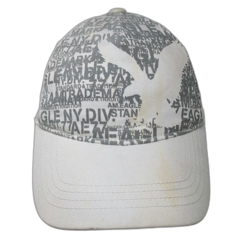 American Eagle 5 Panel White M All Over Print Typography Since 77 Graphic Hat